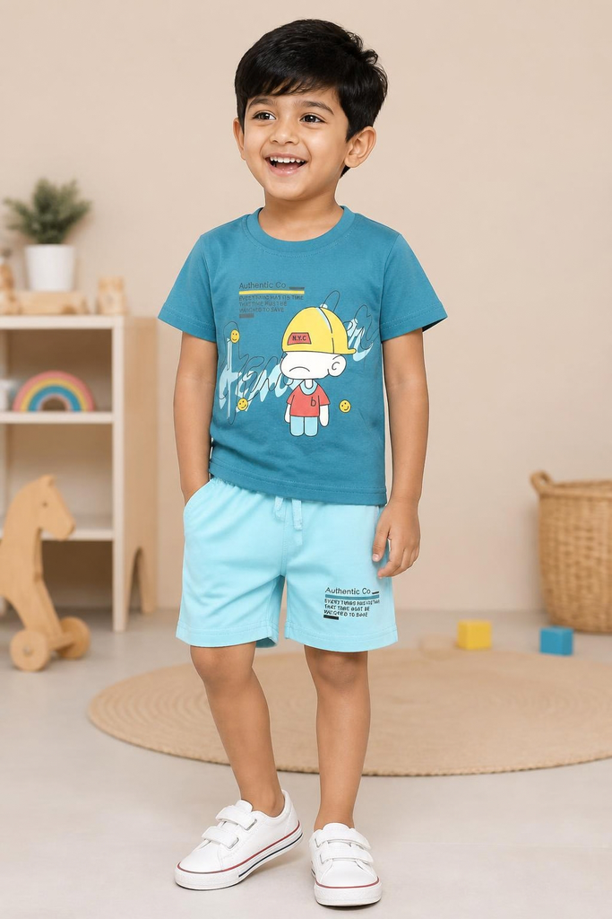 Premium Half Sleeve Play Outfit (3-4 Years, Blue)